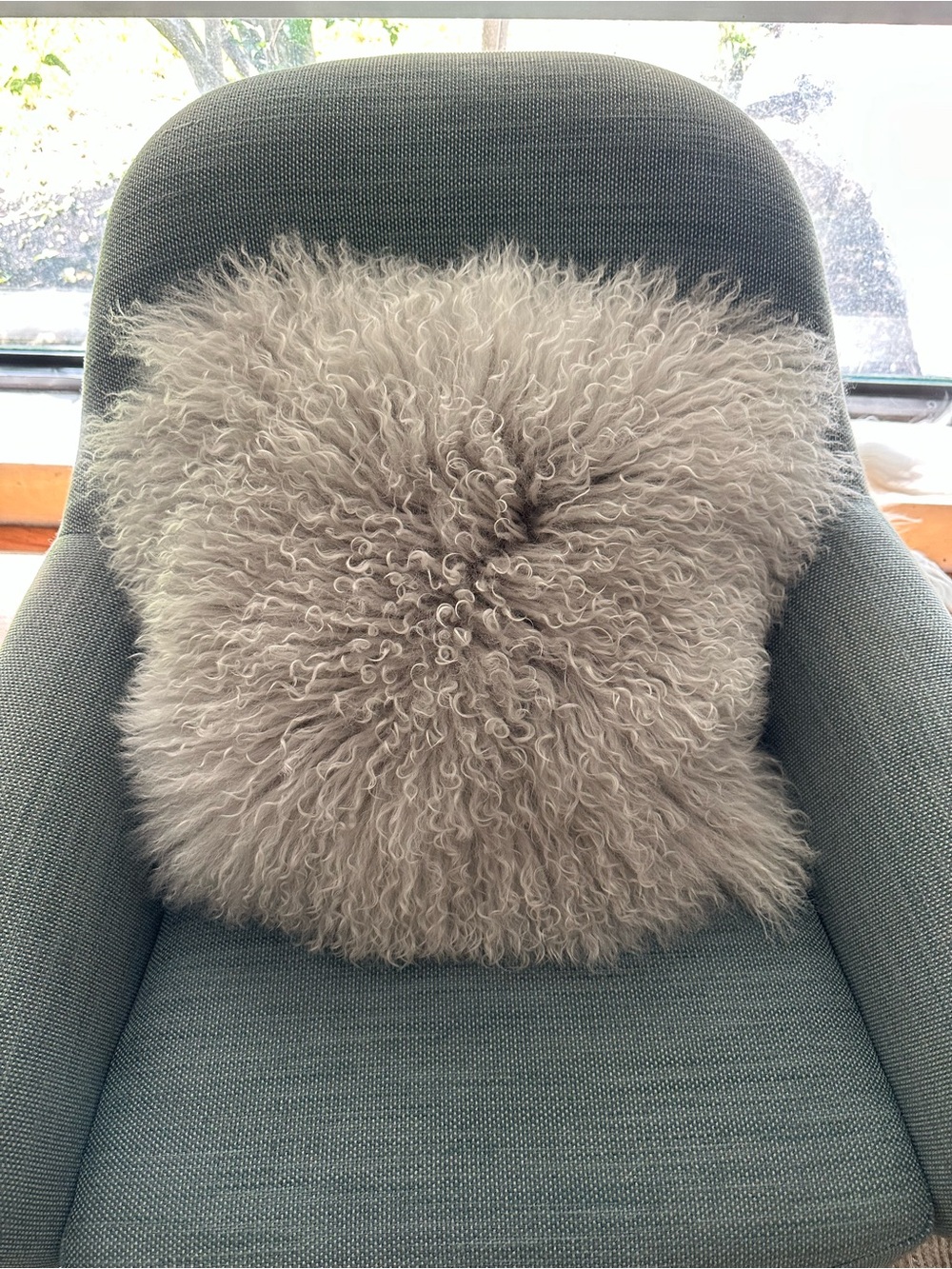 West Elm Plush Gray Lamb Fur Decorative Throw Pillow Cover - Neutral Accent